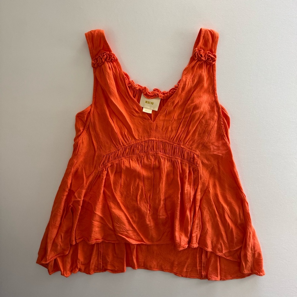 Maeve Orange Bretta Gathered Tank Top Size Small